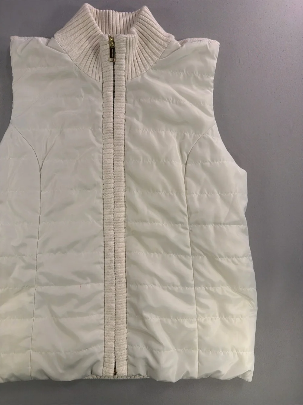 Michael Kors Cream Ribbed-Knit Zip Jacket